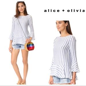 Alice + Olivia Doyle Trumplet Sleeve Peplum Top